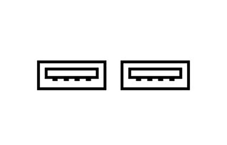 Piktrogrambillede af 2 USB-porte.