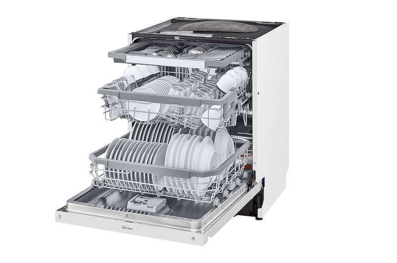 LG QuadWash™ Oppvaskemaskine (Hvid) Energiklasse D, Auto Open Dry-funktion og Smart Diagnosis™ med Wi-Fi, DU325FW