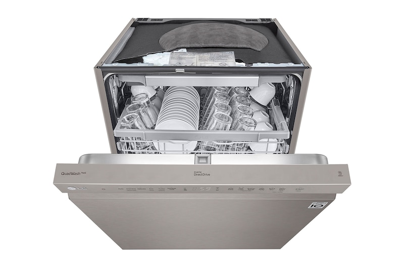 LG QuadWash™ Oppvaskemaskine (Platinum Silver), Energiklasse C, Auto Open Dry-funktion og Smart Diagnosis™ med Wi-Fi, DU355FP