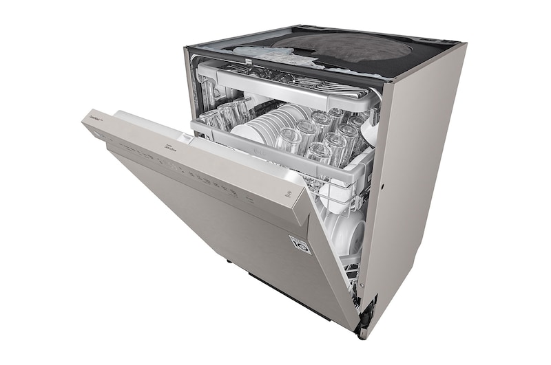 LG QuadWash™ Oppvaskemaskine (Platinum Silver), Energiklasse C, Auto Open Dry-funktion og Smart Diagnosis™ med Wi-Fi, DU355FP