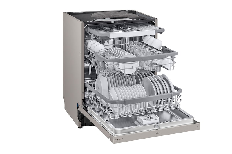 LG QuadWash™ Oppvaskemaskine (Platinum Silver), Energiklasse C, Auto Open Dry-funktion og Smart Diagnosis™ med Wi-Fi, DU355FP