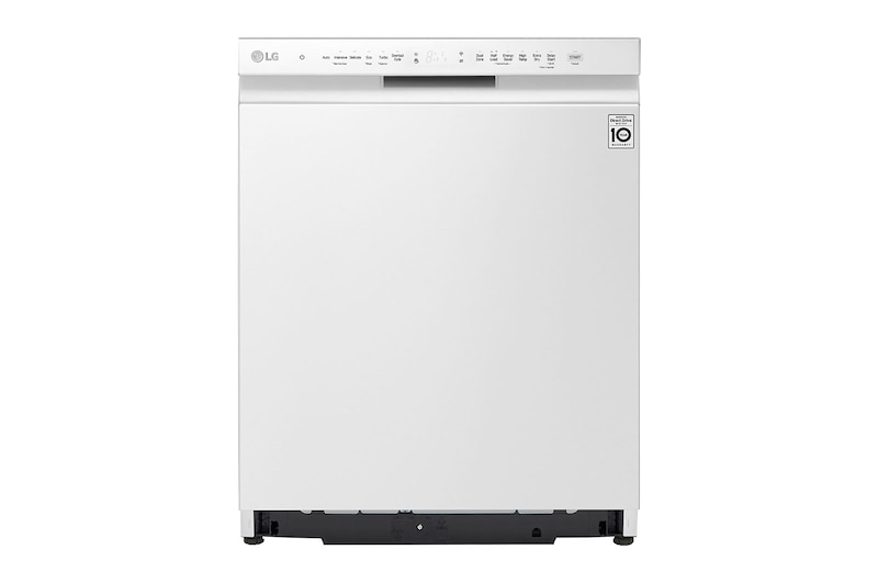 Visning forfra af LG QuadWash™ Oppvaskemaskine (Hvid) Energiklasse C, Auto Open Dry-funktion og Smart Diagnosis™ med Wi-Fi DU355FW
