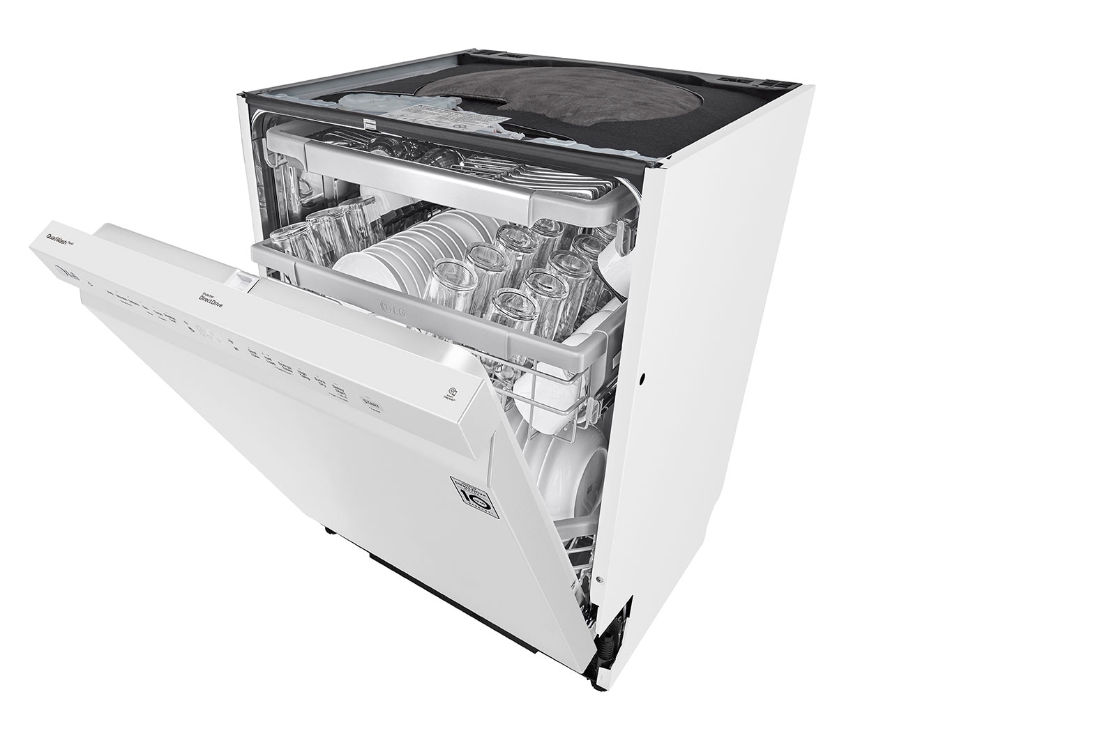 LG QuadWash™ Oppvaskemaskine (Hvid) Energiklasse C, Auto Open Dry-funktion og Smart Diagnosis™ med Wi-Fi, DU355FW