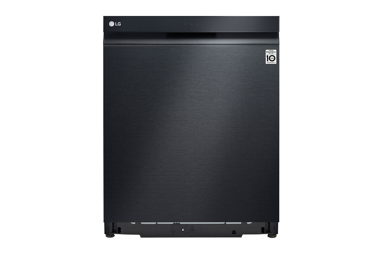 Visning forfra af LG QuadWash™ Steam-opvaskemaskine (Matte Black Stainless Steel), Energiklasse C, Auto Open Dry-funktion og Smart Diagnosis™ med Wi-Fi SDU557HM