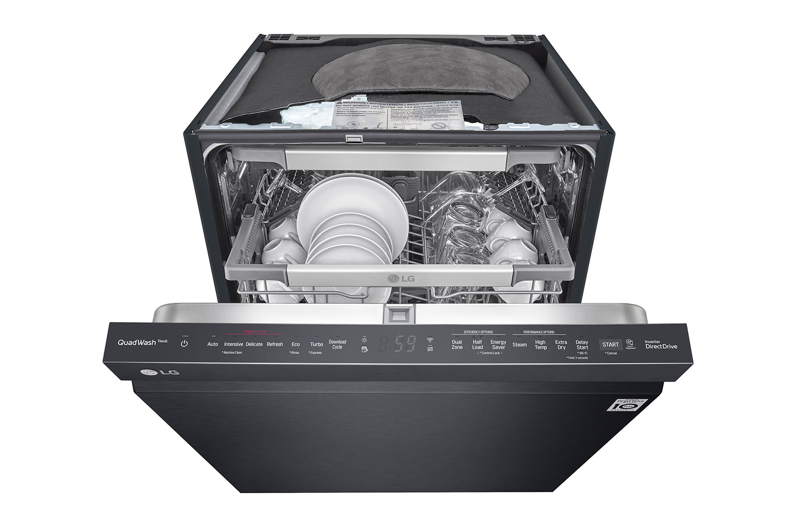 LG QuadWash™ Steam-opvaskemaskine (Matte Black Stainless Steel), Energiklasse C, Auto Open Dry-funktion og Smart Diagnosis™ med Wi-Fi, SDU557HM