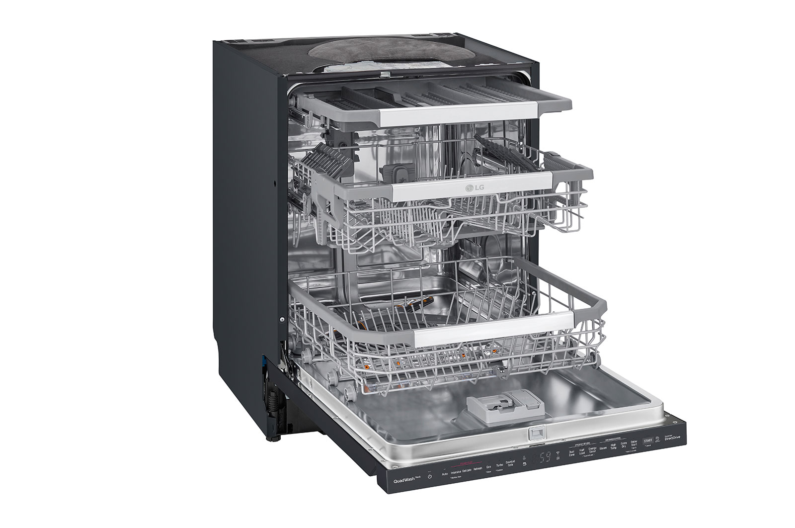 LG QuadWash™ Steam-opvaskemaskine (Matte Black Stainless Steel), Energiklasse C, Auto Open Dry-funktion og Smart Diagnosis™ med Wi-Fi, SDU557HM