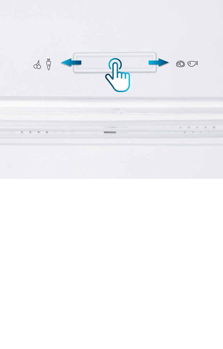 Skift mellem tilstandene for frugt og fisk med kontakter til venstre og højre