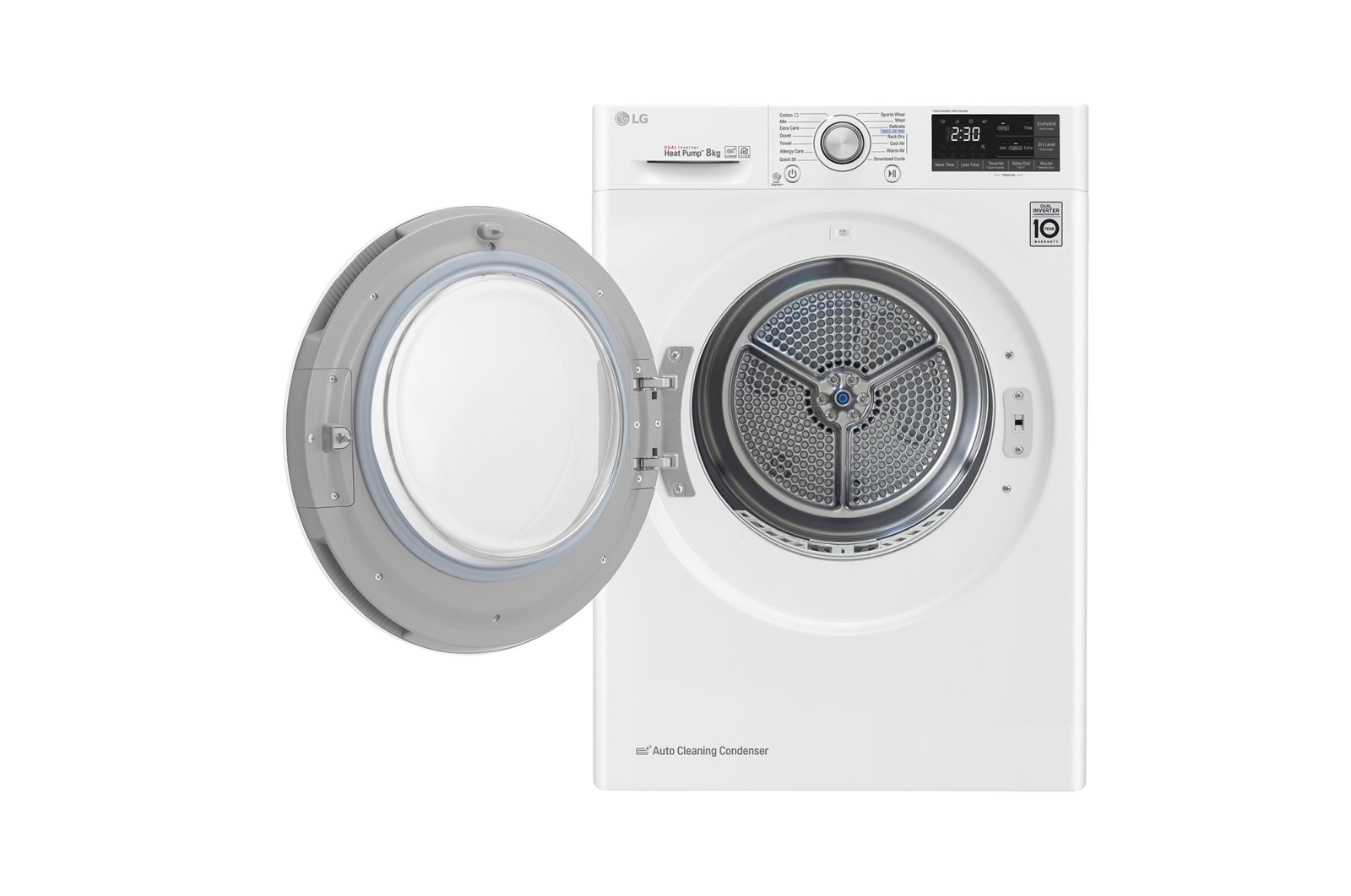 LG 8-kg DUAL Inverter Heat Pump™ -tørretumbler med ™ Eco Hybrid™ og Varmepumpe Teknologi, RC80U2AV3W