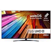 Visning forfra af 55 tommer LG UHD AI UT81 4K Smart TV 2024 55UT81006LA