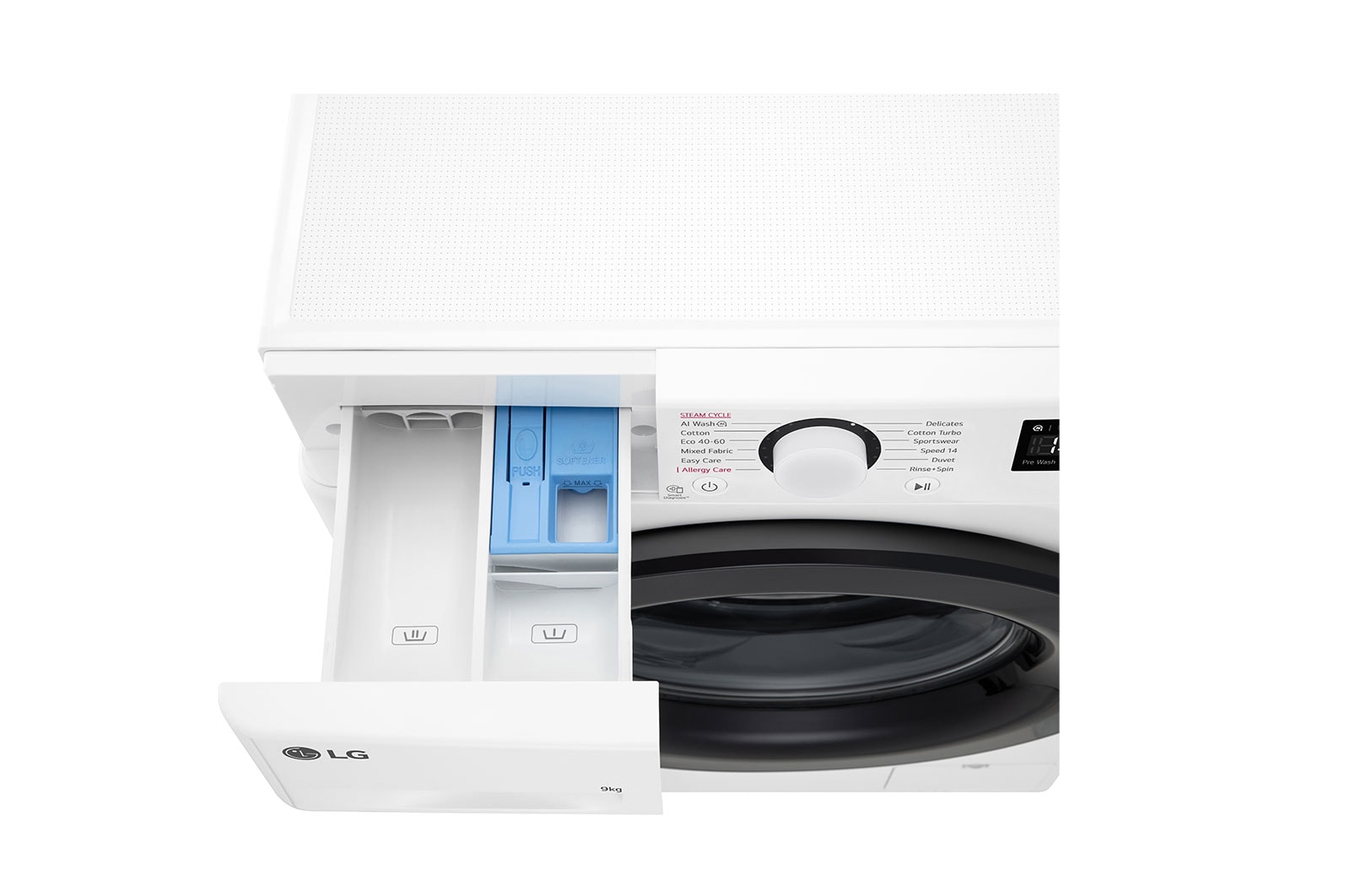 LG Slim 9 kg Vaskemaskin(Hvid) - Steam, Energiklasse A, AI DD™, Smart Diagnosis™, 47,5cm dybde, F2Y5FYP6W