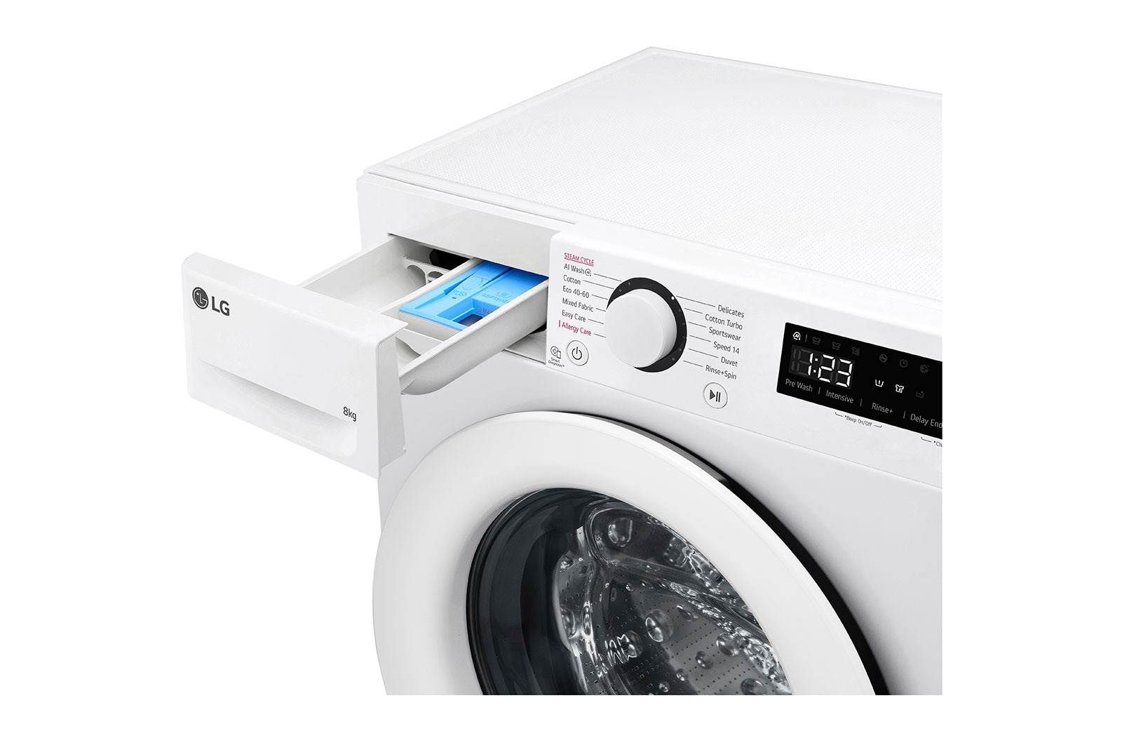 LG Slim 8 kg Vaskemaskin(Hvid) - Steam, Energiklasse A, AI DD™,  Smart Diagnosis™, 47,5cm dybde, F2Y5PYP3W