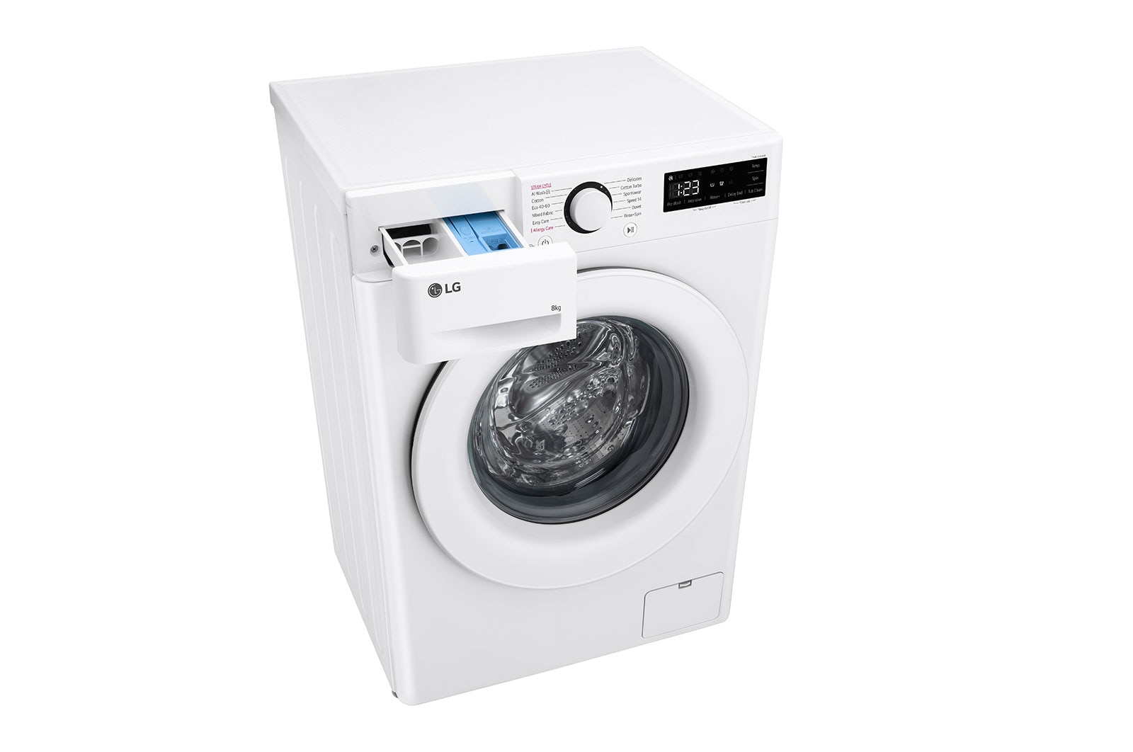 LG Slim 8 kg Vaskemaskin(Hvid) - Steam, Energiklasse A, AI DD™,  Smart Diagnosis™, 47,5cm dybde, F2Y5PYP3W