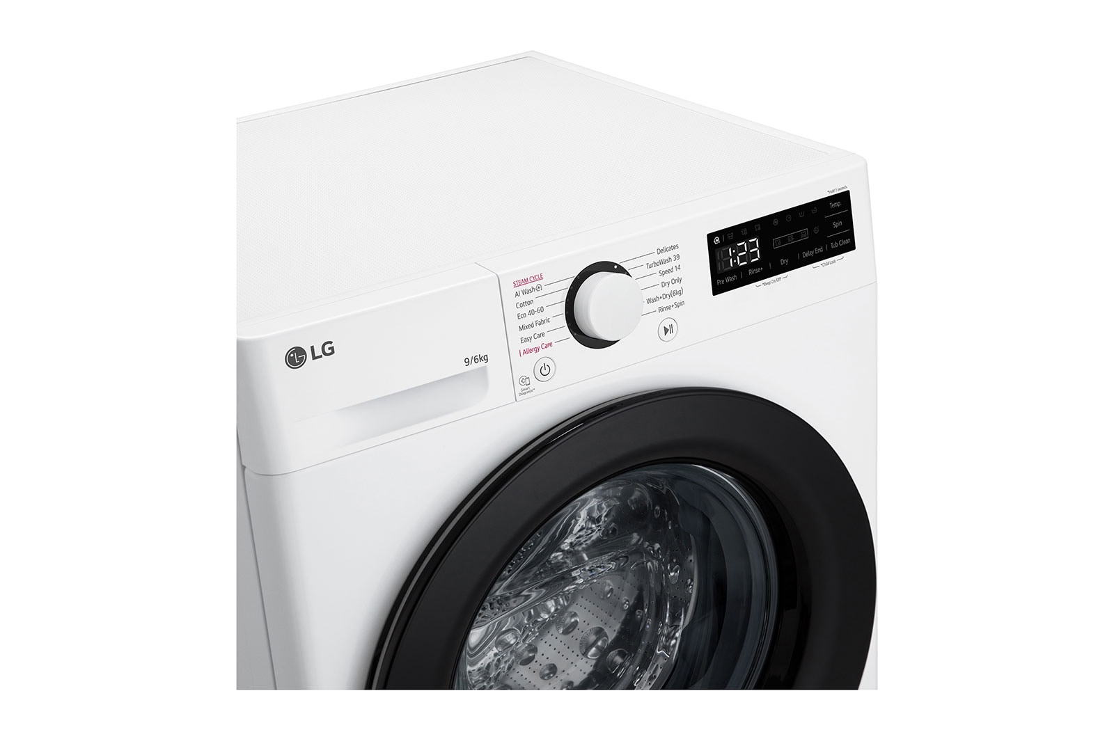 LG 9 kg / 6 kg Kombineret vaskemaskine/tørretumblerl(Hvid) - Steam, Energiklasse A/D, TurboWash™ 360, AI DD™, Smart Diagnosis™, F4Y5VRP6WY