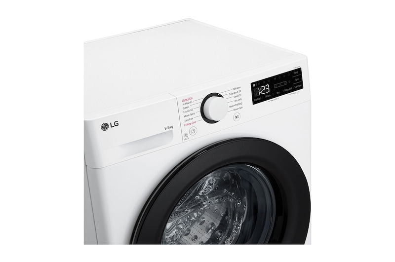 LG 9 kg / 6 kg Kombineret vaskemaskine/tørretumblerl(Hvid) - Steam, Energiklasse A/D, TurboWash™ 360, AI DD™, Smart Diagnosis™, F4Y5VRP6WY