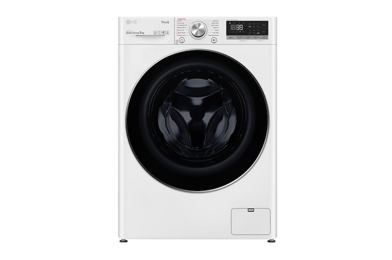 Visning forfra af 9 kg Vaskemaskin(Hvid) - Steam, Energiklasse A, TurboWash360™, AI DD™, Smart Diagnosis™ med Wi-Fi FV90VNS2QE