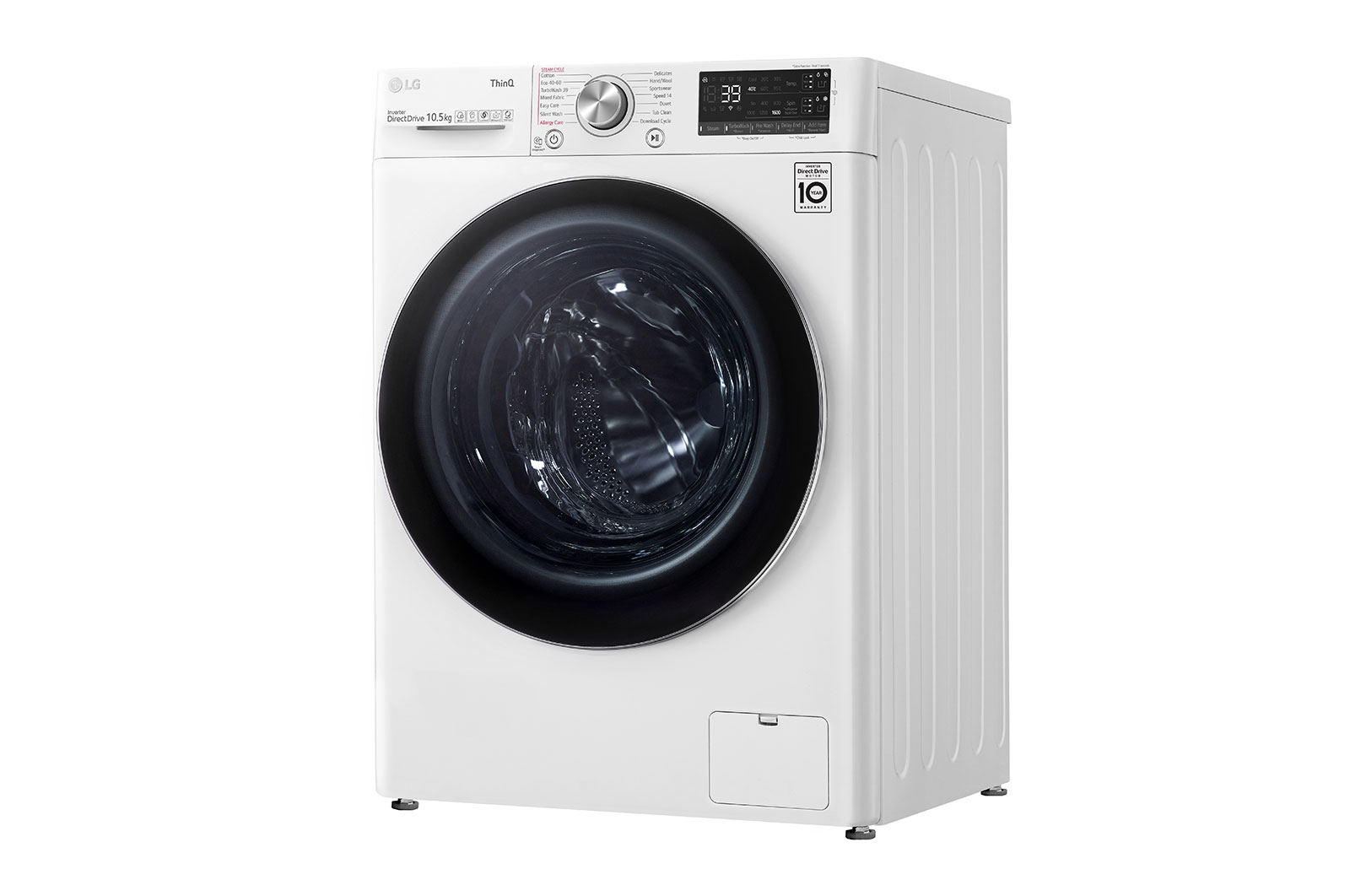 LG 10.5 kg Vaskemaskin(Hvid) - Auto Dose, Steam, Energiklasse A, TurboWash360™, AI DD™, Smart Diagnosis™ med Wi-Fi, FV96JNS2QA