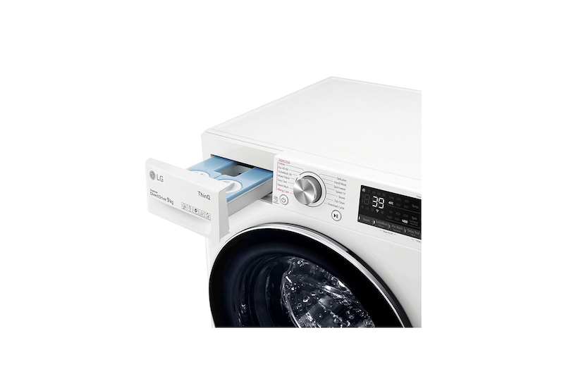 LG 9 kg Vaskemaskin(Hvid) - Auto Dose, Steam, Energiklasse A, TurboWash360™, AI DD™, Smart Diagnosis™ med Wi-Fi, FV94VNS2QA