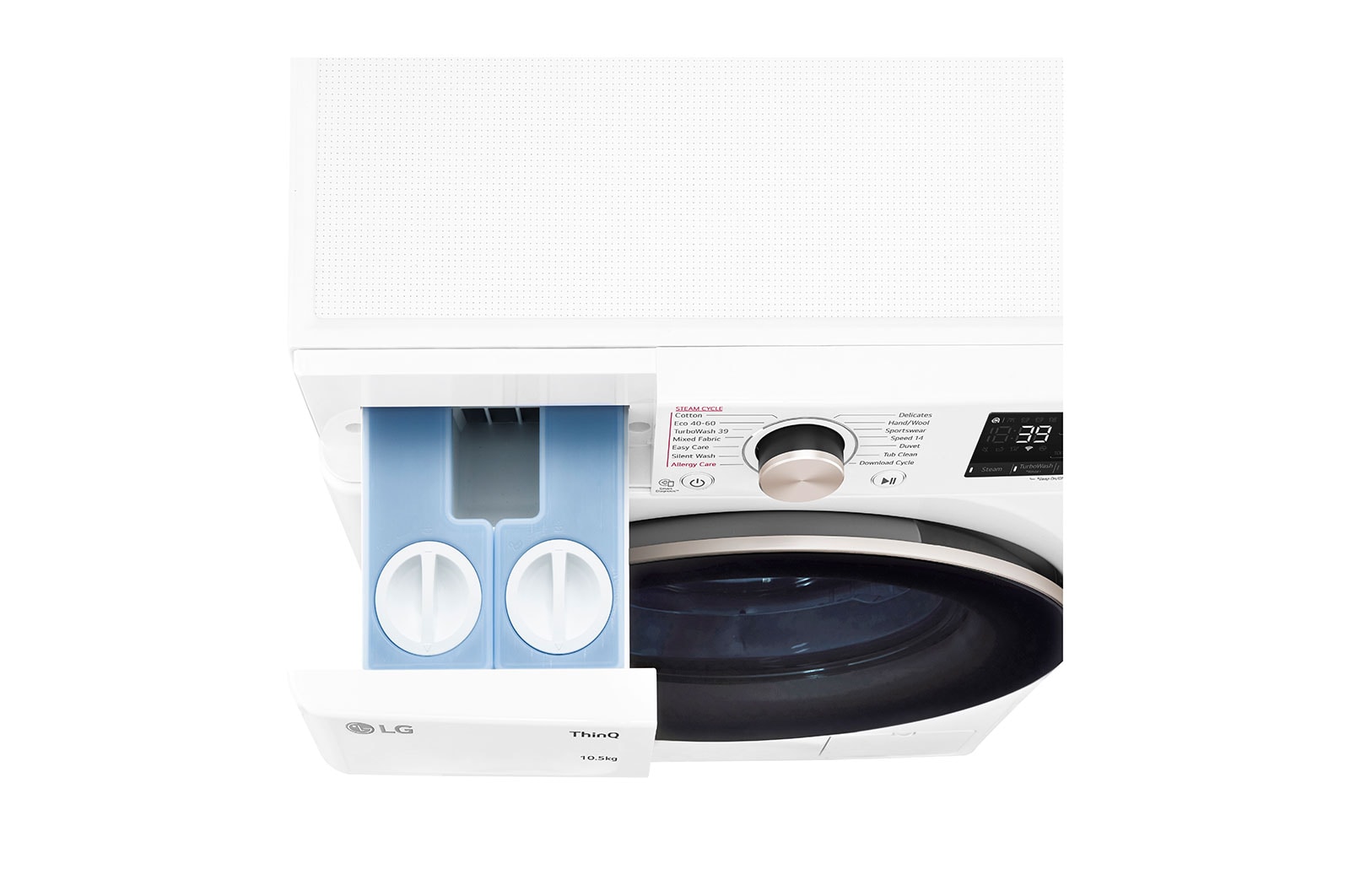 LG 10.5 kg Vaskemaskin(Hvid) - Auto Dose, Steam, Energiklasse A, TurboWash360™, AI DD™, Smart Diagnosis™ med Wi-Fi, FV96JNS2WA