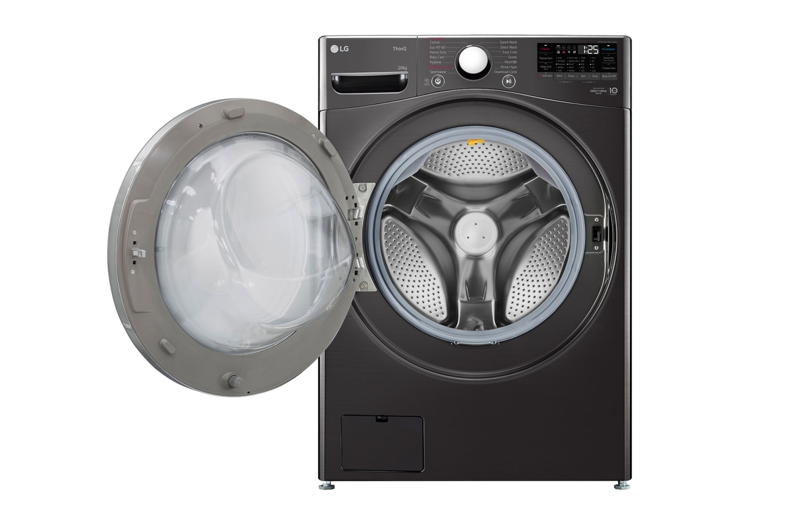 LG 20 kg Tvättmaskin(Svart) - Energiklass B, Steam, TurboWash™, AI DD™, Smart Diagnosis™ med Wi-Fi, FVB20NS2TE
