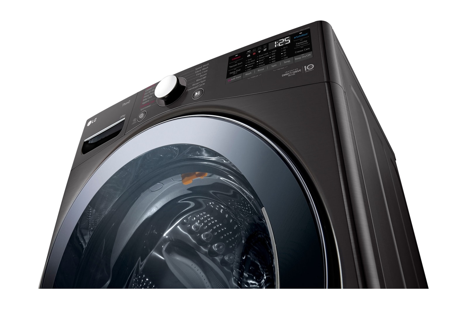 LG 20 kg Tvättmaskin(Svart) - Energiklass B, Steam, TurboWash™, AI DD™, Smart Diagnosis™ med Wi-Fi, FVB20NS2TE