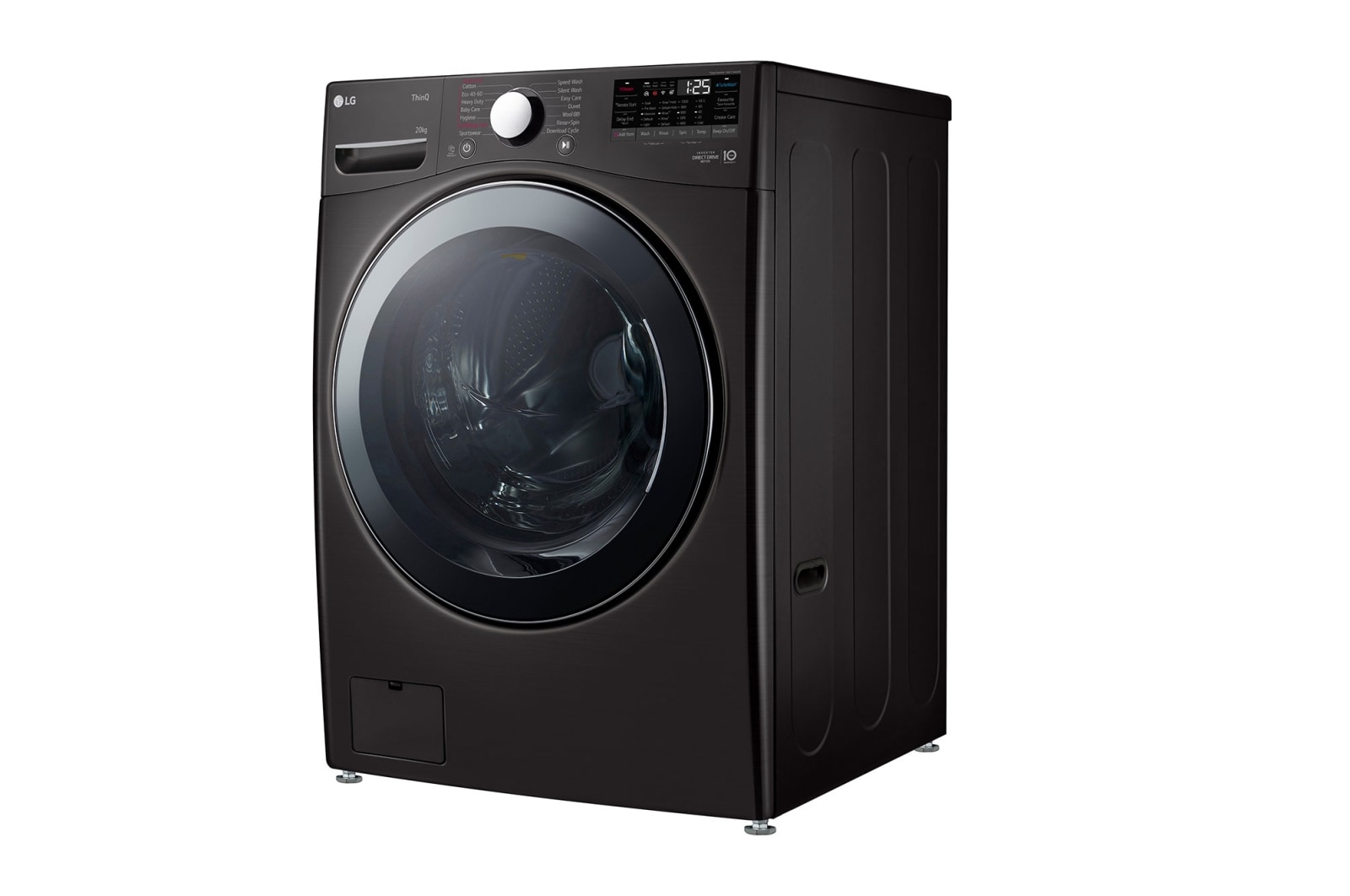 LG 20 kg Tvättmaskin(Svart) - Energiklass B, Steam, TurboWash™, AI DD™, Smart Diagnosis™ med Wi-Fi, FVB20NS2TE