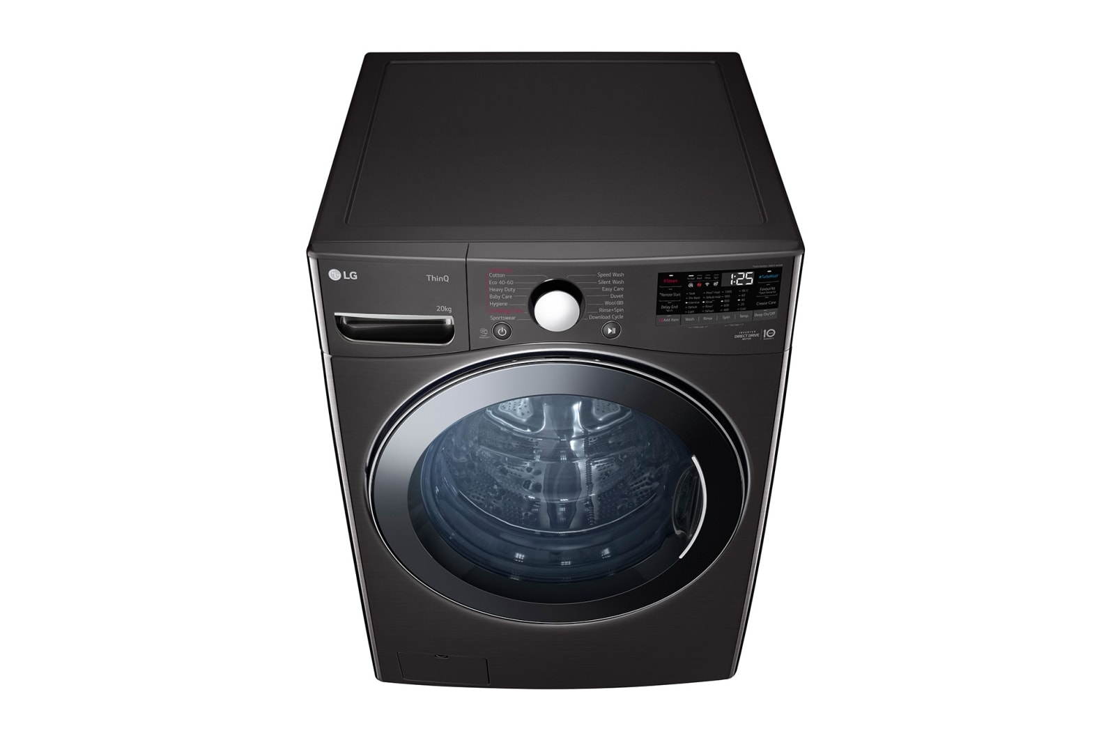 LG 20 kg Tvättmaskin(Svart) - Energiklass B, Steam, TurboWash™, AI DD™, Smart Diagnosis™ med Wi-Fi, FVB20NS2TE