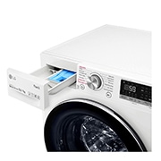 LG 10.5 kg / 7 kg Kombineret vaskemaskine/tørretumbler(Hvid) - Steam, Energiklasse E, TurboWash™, AI DD™, Smart Diagnosis™ med Wi-Fi, K4DV710H2W