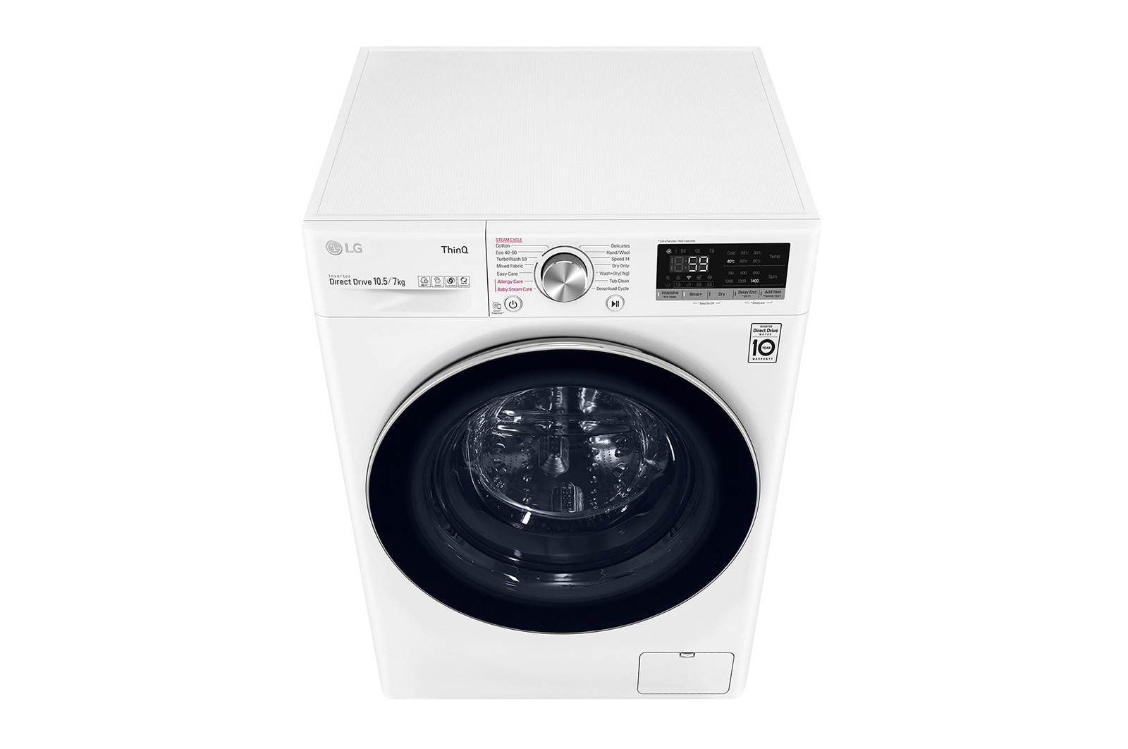 LG 10.5 kg / 7 kg Kombineret vaskemaskine/tørretumbler(Hvid) - Steam, Energiklasse E, TurboWash™, AI DD™, Smart Diagnosis™ med Wi-Fi, K4DV710H2W