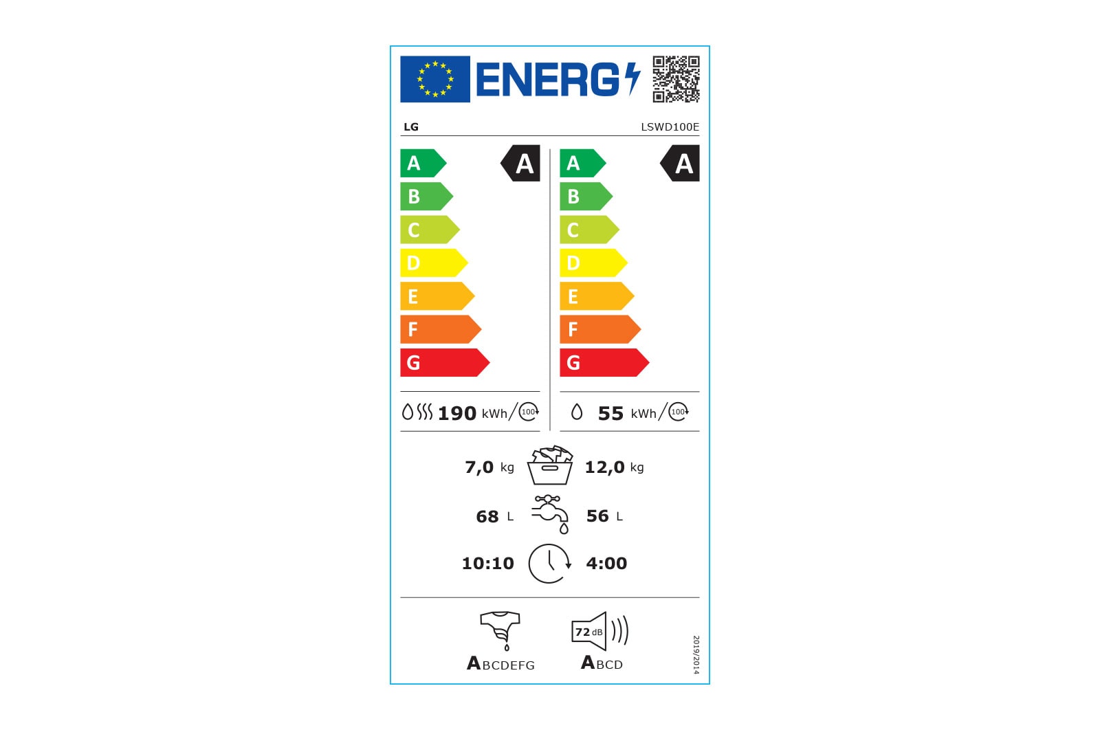 LG 12 kg / 7 kg LG SIGNATURE Kombineret vaskemaskine/tørretumbler(Hvid) - Steam, Energiklasse A, TurboWash™, Auto Dose, Smart Diagnosis™ med Wi-Fi, LSWD100E