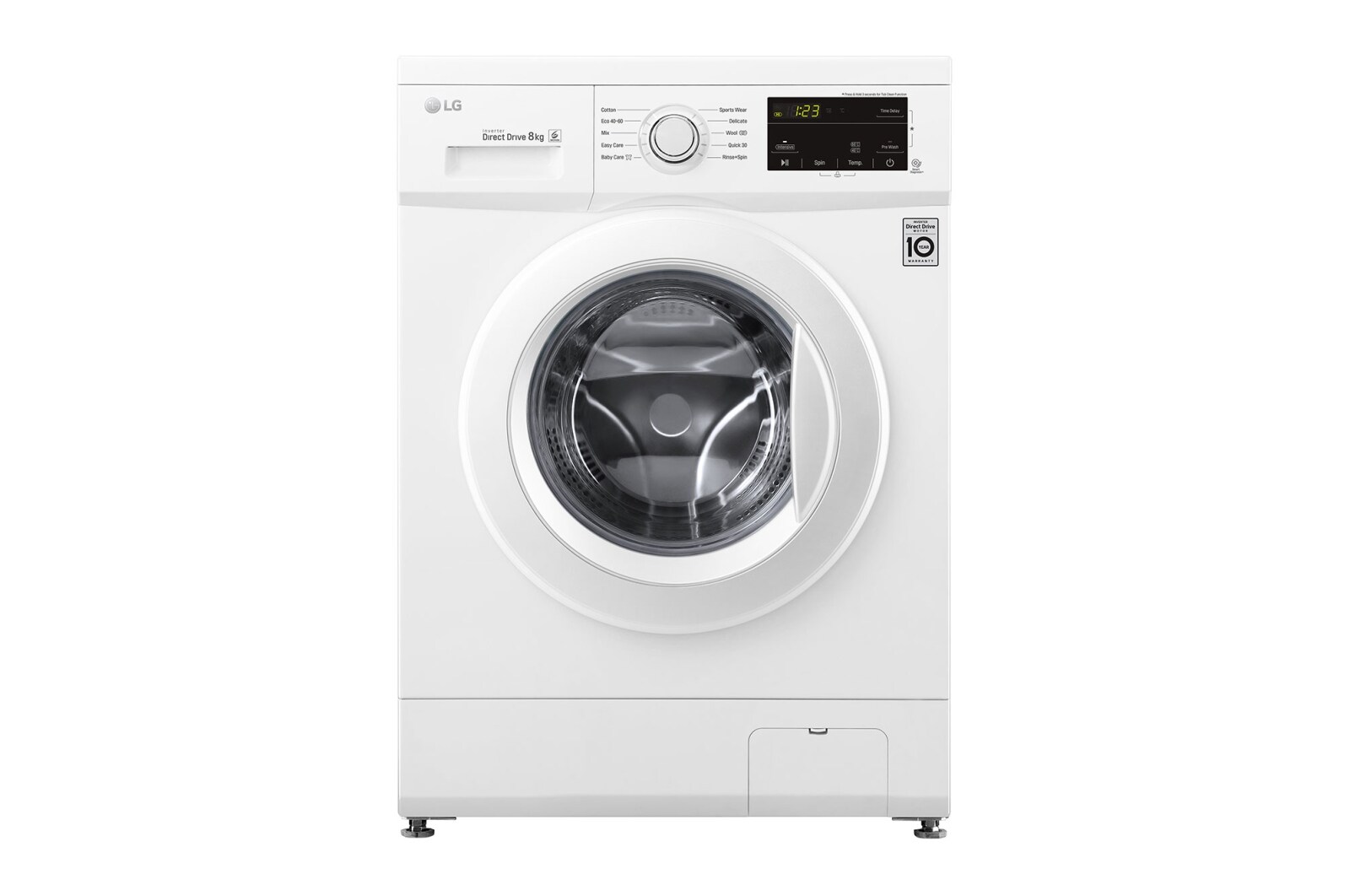 Visning forfra af 8 kg Vaskemaskine(Hvid) - Energiklasse D, 6 Motion Direct Drive, Smart Diagnosis™ P4AMTN0W