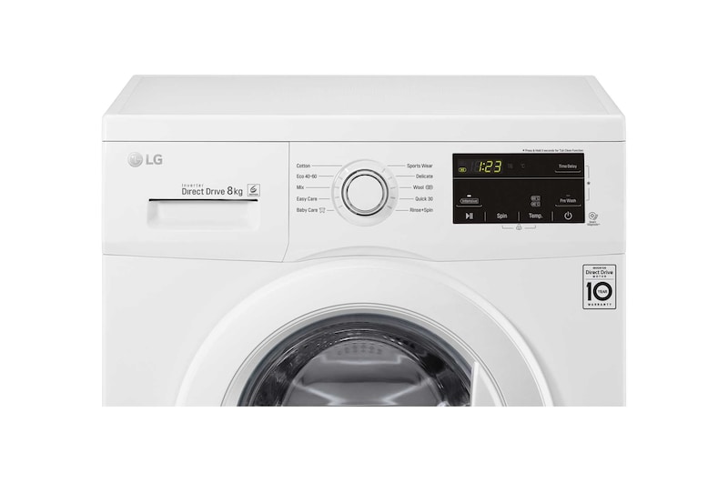 8 kg Vaskemaskine(Hvid) - Energiklasse D, 6 Motion Direct Drive, Smart Diagnosis™