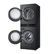 LG 12 kg / 10 kg WashTower(Sort) - Energiklasse A/A+++, Steam, TurboWash™360, AI DD™, Dual Inverter Heatpump™, WT1210BBF