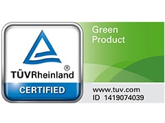 Certificeret som "Grønt produkt" af TUV