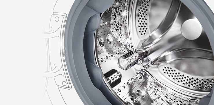 Det indvendige billede af vaskemaskinen, hvor Stainless Lifter kan ses.