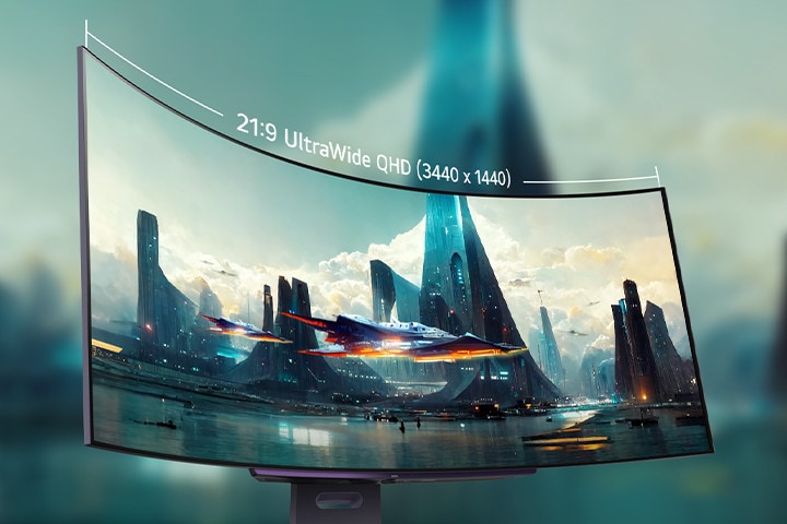 Den kurvede 21:9 OLED-skærm giver en fordybende og fængslende oplevelse med et balancerede og optimerede billedformat.