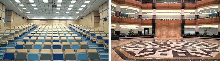 A lecture room in a building and Lobby 