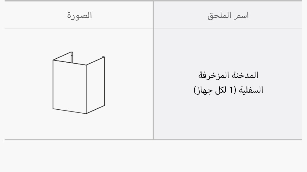 هذه صورة للمدخنة المزخرفة السفلية (1 لكل جهاز) التي تأتي كمحلق للشفاط.