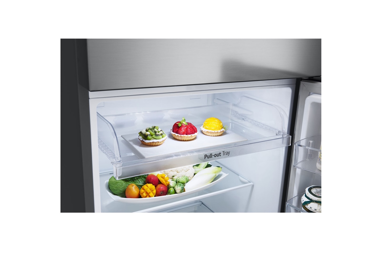 LG ثلاجة سعة 375 لتر فريزر علوي، تشخيص ذكي، فضي, GN-B522PLGB