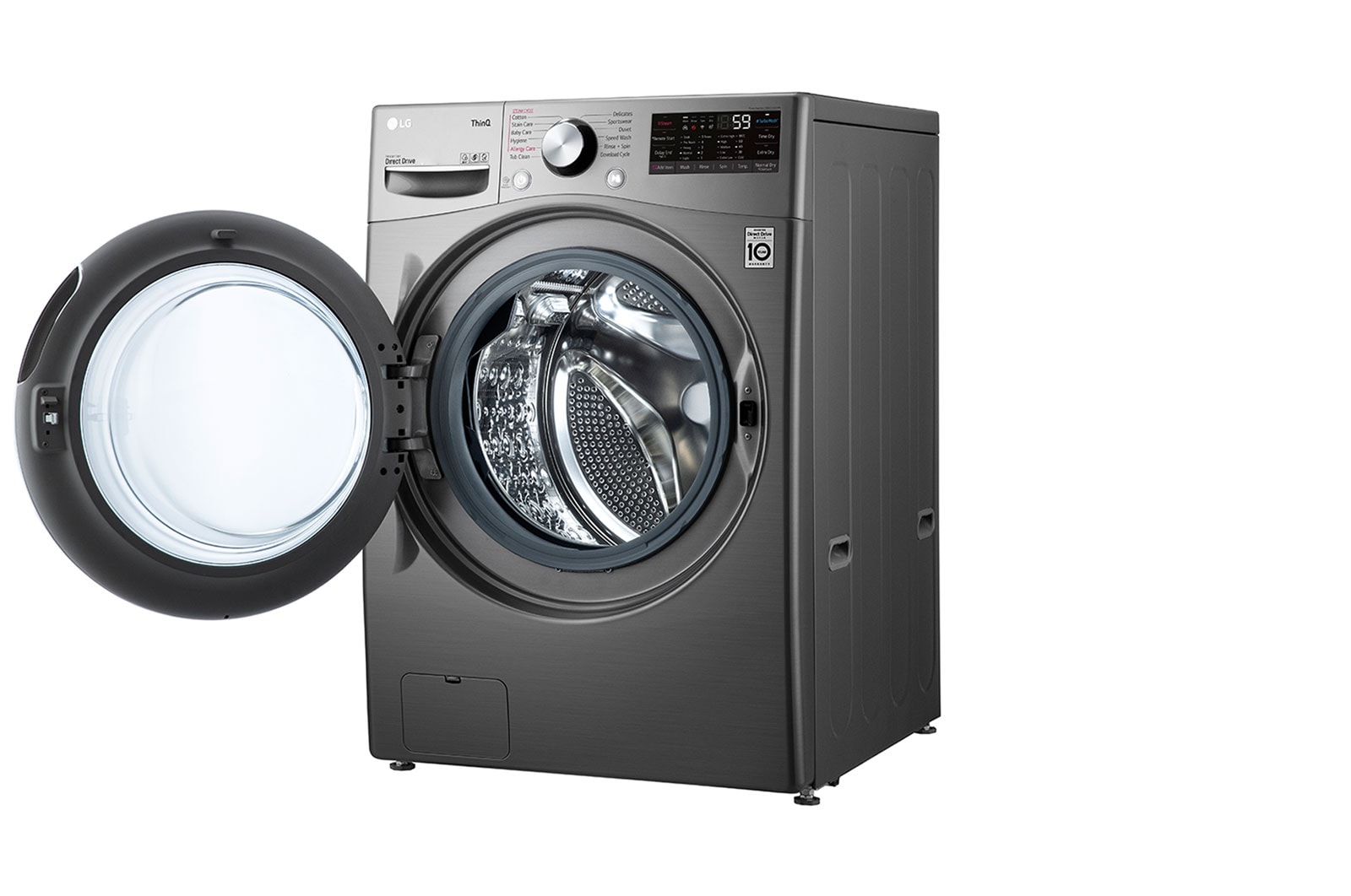 LG غسالة 15 كيلو و 8 كيلو مجفف , 6 حركات , بخار , موتور الدفع المباشر المميز بالذكاء الاصطناعي TruboWash , TurboDry, F0L9DGP2S