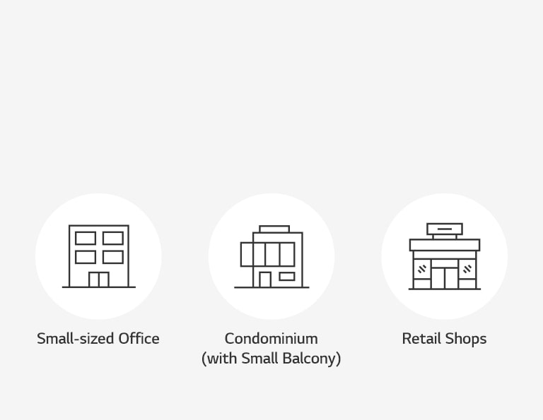 An image expressing the spaces where Multi V S can be installed as icons.