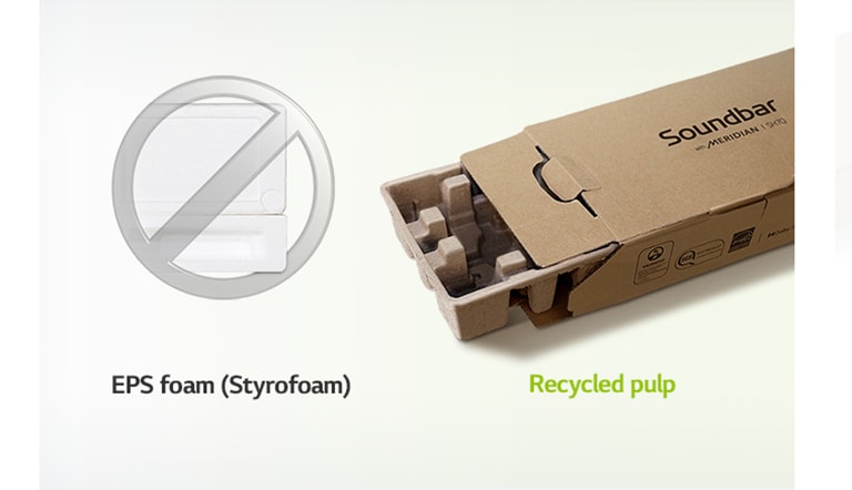 There is a gray forbidden mark on styrofoam image on left and packaging box image on right.