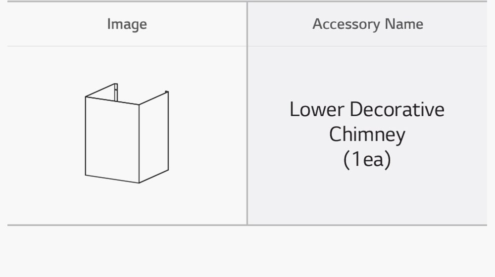 This is an image of the lower decorative chimney (1ea) which is hood accessory.