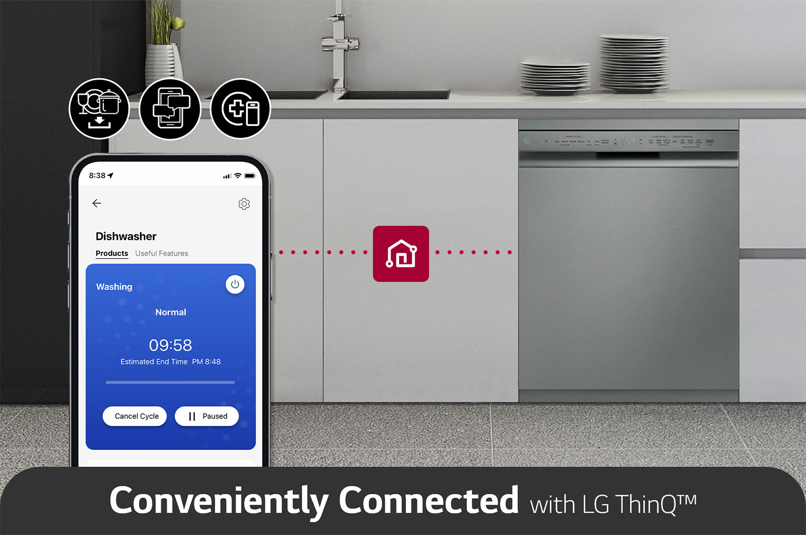 LG Dishwasher QuadWash™ Steam | Silver | 14 Place Settings, DFC532FPE