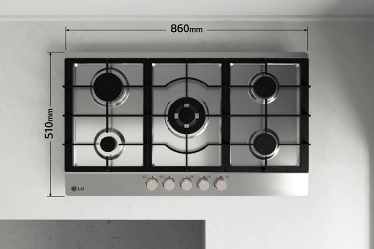 This image shows the dimension of the gas hob.