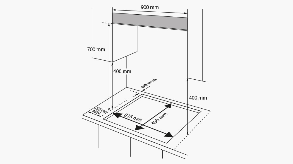 This image shows the dimension of the gas hob.