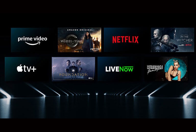 Image showing a variety of OTT services with their respective shows beside each logo.