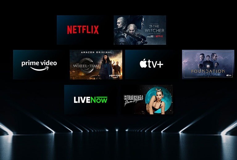 Image showing a variety of OTT services with their respective shows beside each logo.