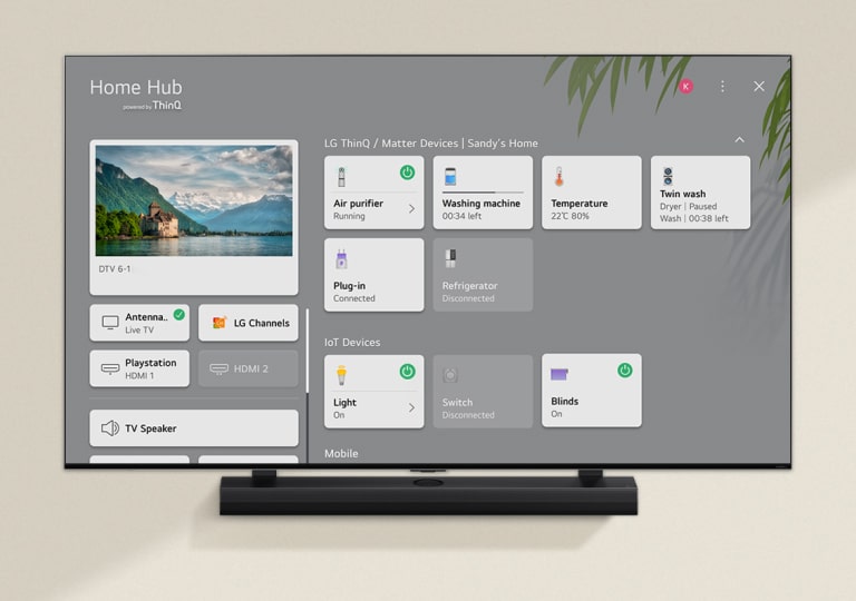 A remote control pointed at an LG TV showing settings on the right side of the screen.