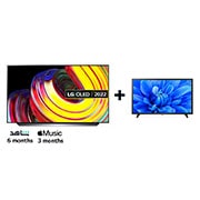 LG OLED TV 55 Inch CS Series, Cinema Screen Design 4K Cinema HDR WebOS Smart AI ThinQ Pixel Dimming + LG LED TV 32 inch LM550B Series HD LED TV, 55CS6.32LM55