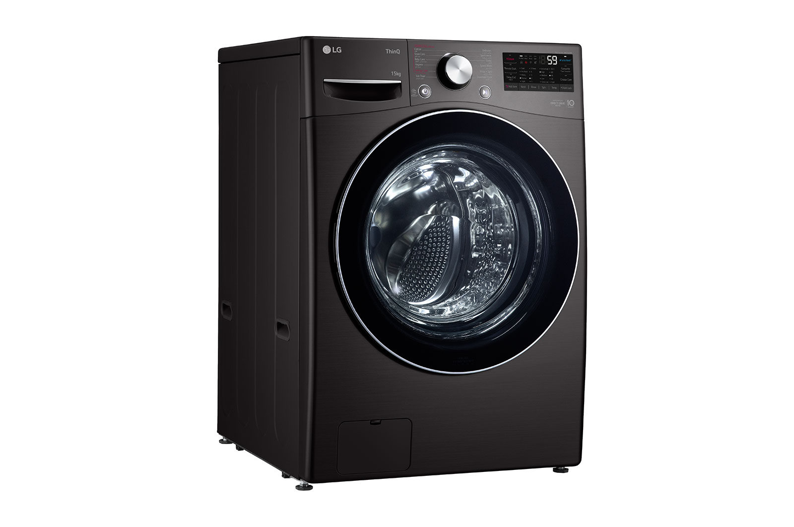 LG 15 kg Front load washing machine with AI DD™, Black steel ,Bigger capacity in same size,SmartThinQ™ (Wi-Fi), Tempered Glass Door., F0L9DYP2E